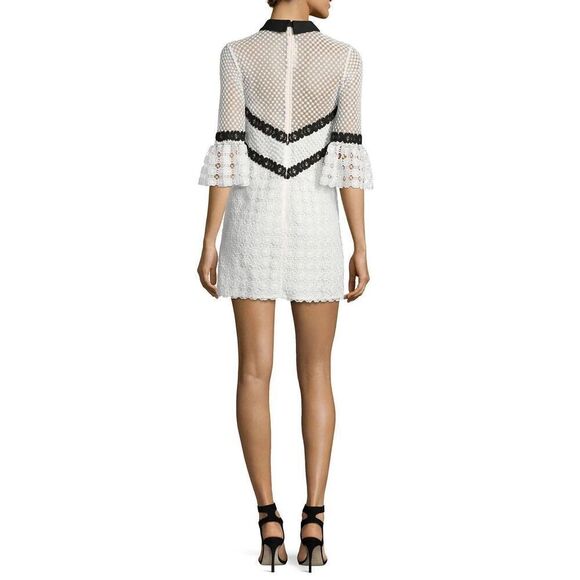 Avantlook Monochrome Petal Mini Lace Dress Size S - Picture 5 of 12